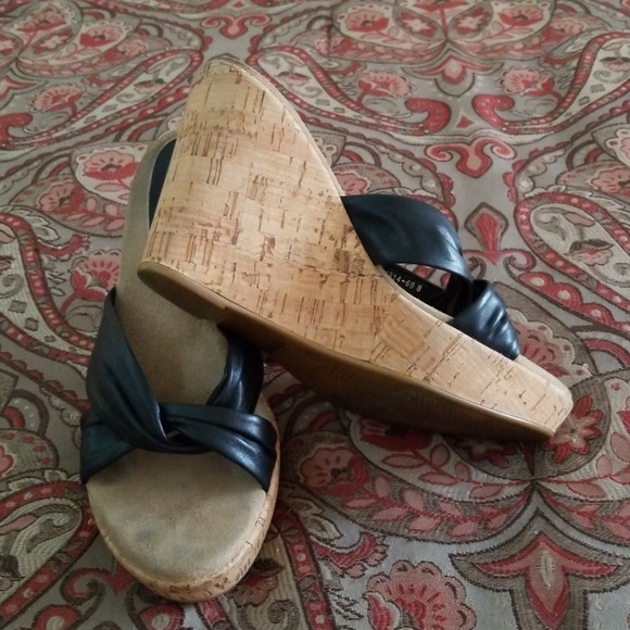 Black Wedge (cork) Heels - Picture 3 of 4